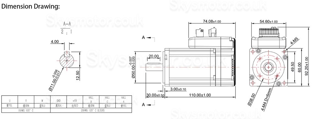 Nema 23 Integrated Easy Servo Motor JMC iHSV60-30-20-36 200W 36V 0.65N.m 3 Phase 3000RPM 60 x 60mm